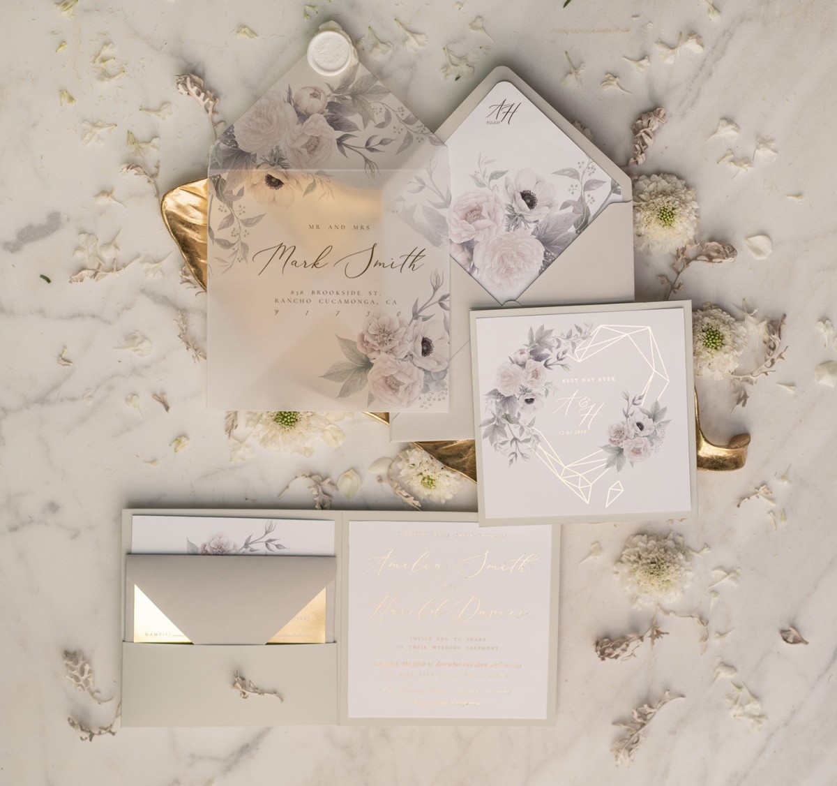 The most beautiful affordable gold wedding invitations – blog MargoAndBees