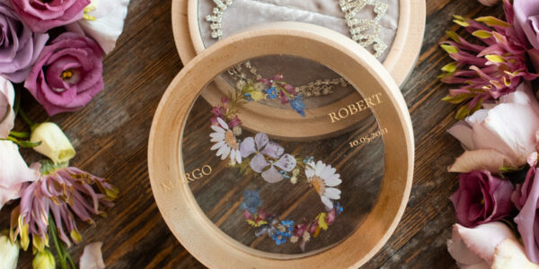 Handmade wedding ring box • Real Flowers ring bearer box • wood luxury ring box