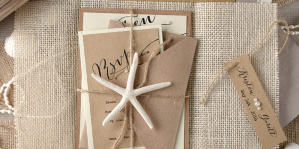 Beach Wedding invitations Sea Shell Wedding Invites destination  wedding Cards wit burlap wrapping