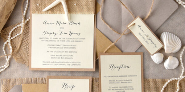 Beach Wedding invitations starfish burlap  Wedding Invites destination wedding Cards with  pearls