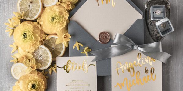 Gold and Grey  Wedding invitations, Luxury Wedding stationery , Elegant Wedding Invitation Suite