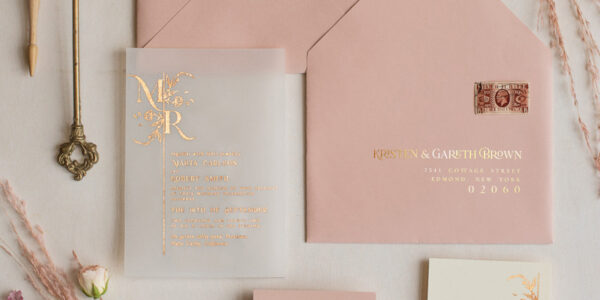 Luxury gold rose gold wedding invitations, elegant wedding cards, blush and pink wedding stationery