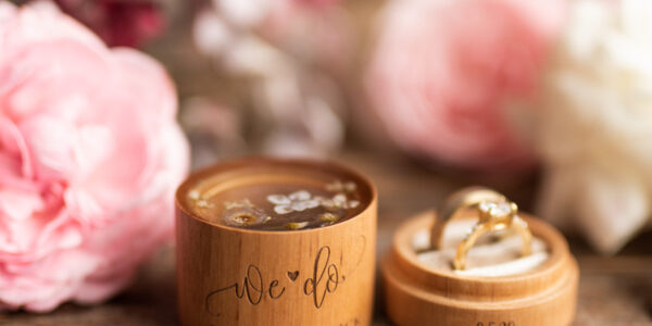 wooden wedding ring box  • rustic ring bearer box • real flowers in resin luxury ring box