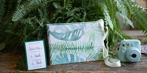 Green Wedding Guest Book,Greenery Monstera  Instant Photo Book Instax • Fern Boho Wedding Photo Guestbook