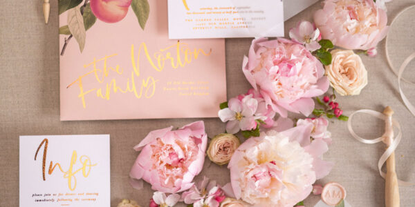 Peach Rose Gold wedding invitations, Blush Roses  Vellum Wedding Invites, Luxory Modern Wedding Cards