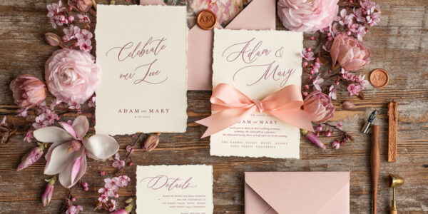 Bespoke wedding invitations, romantic elegant Wedding  invites, vintage Flowers blush pink  Wedding Cards