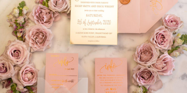 Personalised wedding invitations cards luxury gold mirror acrylic