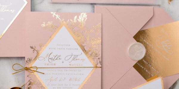 Luxory gold Wedding Invitations,  Vinatge Roses Elegant Wedding Stationery,  Pink Elegant Wedding Invitations Suite