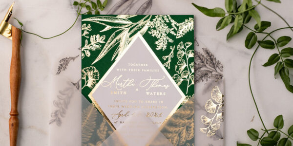 Luxory gold Wedding Invitations,  green and Gold Elegant Wedding Stationery,  greenery Elegant Wedding Invitations Suite