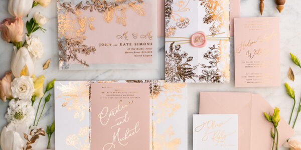 Blush Gold Wedding Invitations , Luxury Indian Wedding Cards, Twine and wax seal Wedding stationery