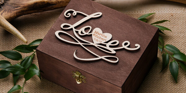 engraved wedding ring box  • personalised rustic ring box • real flowers in epoxy luxury ring box