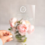 Transparent Wedding Stationery Floral Wreath  Acrylic Wedding Invitations Romantic Modern Cards Luxory Invites