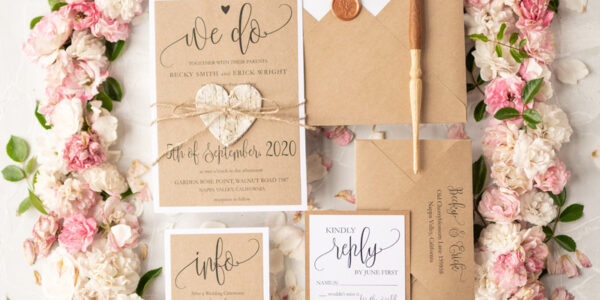 Cheap Wedding invitation Craft Minimalist Stationery Eco Craft Paper Suite We Do Ivites