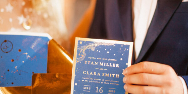 Gold and navy blue wedding invitation, Luxory  galaxy Wedding Invites, Royal Blue Wedding stationery