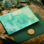 Elegant wedding invitation suite, greenery gold stationery, Luxury watercolor wedding cards, Gold and green wedding invites