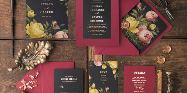 Luxory Gold Wedding invitations  , Vintage wedding invitation suite , mauve burgundy wedding cards