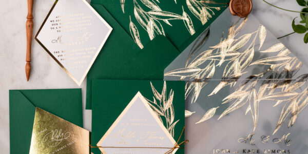 Green and Gold Luxury Wedding Invitations Eucalyptus Greenery Invites perfect for Greece Destination Wedding Cards