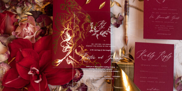 Marsala wedding invitation Suite, Luxory Indian Red and Gold Wedding Cards, Pocket Wedding Invites with burgundy envelope