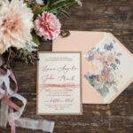Elegant Personalized Wedding Invitations Vintage Flowers Stationery with Pach Envelope with Floral Liner