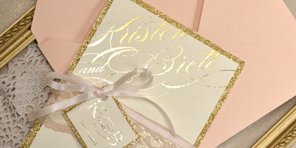 Glitter Luxory Golden Wedding Ivitations, Elegant Wedding Invites , Silver Lace wedding Cards,