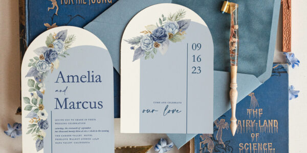 Dusty Blue Velvet Wedding invitations, Luxury wedding invitates, Elegant Velvet Wedding Invitation Suite