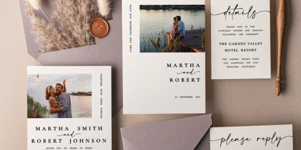 Modern Wedding invitations with photo,  photos on wedding invitations, Elegant wedding invitations , Snapshots Wedding Invitation Suite