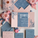 Velvet Blush Pink Modern Wedding invitations, Acrylic frozen blue pink wedding invitations, Plexi wedding invitations, Luxury blue blush pink Wedding Invitations