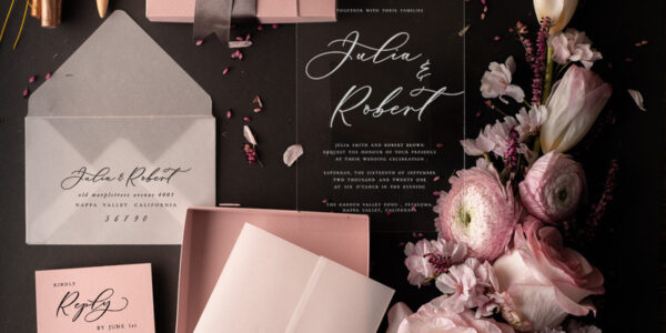 Romantic Blush Pink Box Wedding Invitation Suite, Elegant Affordable Wedding Invites, Luxury Acrylic Plexi Wedding Invitations, Glamour Vellum Wedding Cards