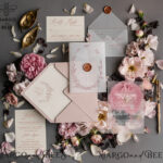 Luxury Frozen Acrylic Plexi Wedding Invitations With Engraved Initials, Romantic Blush Pink Wedding Invites, Elegant Floral Wedding Invitation Suite, Minimalistic Wedding Stationery