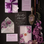 Luxury Acrylic Plexi Wedding Invitations, Elegant Lilac Box Wedding Invites, Glamour Purple Wedding Invitation Suite, Minimalistic Floral Wedding Cards