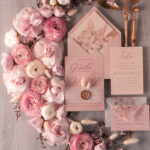 Elegant Minimalistic Wedding Invitations, Bespoke Hares Tail Wedding Invites, Romantic Blush Pink Wedding Cards, Glamour Floral Wedding Invitation Suite