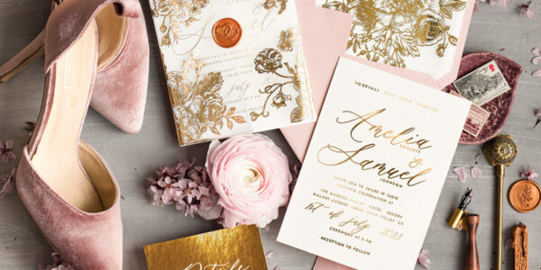 Golden Foil wedding invitation set, Elegant Wedding Invitations , Gold Wedding Invitation Suite, Luxury wedding Cards