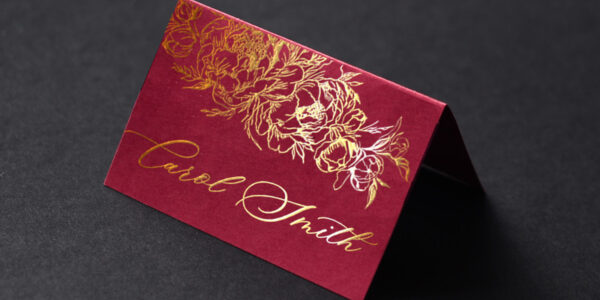 Matching Gold Burgundy Place cards, Foil Luxurious Mauve Seating Cards, Elegant escort cards