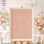 Blush and Gold Modern Acrylic Seating Chart, 3d Elegant Find Your Seat – Seating Plan , Wedding Table Plan in White Frame, Wedding Decoration with golden letters – Reception Signage – Custom Ceremony Sign BpPXSet