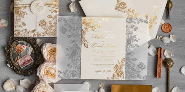 Golden Wedding invitation Set , Glamour Wedding Invitations, Boho Glam Wedding Invitation Suite, Luxury Wedding Cards