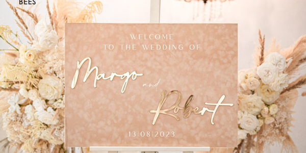 Luxury Velvet beige Wedding Welcome Sign, Golden Wedding Decor, Personalised Wedding Sign, Wedding Gift, Welcome Wedding Board BpPXSet