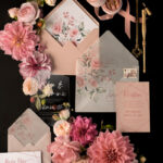 Romantic Floral Wedding Invites, Luxury Blush Pink Wedding Invitations, Elegant Geometric Wedding Cards, Handmade Vellum Wedding Stationery