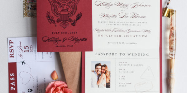 Beautiful wedding invitations, destination elopement stationery Passport Wedding Invitations