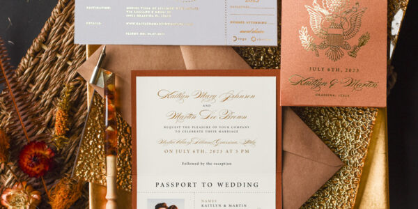 Terracotta Gold Passport Wedding Invitation, Wedding Cards  Boarding Pass,  Passport Wedding Invitations  Abroad, Destination Wedding Invites, Travel Map Wedding Stationary