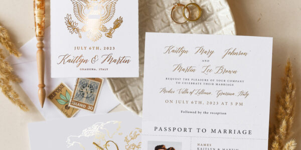 White Gold  Passport Wedding Invitation, Golden Plane Wedding Cards  Boarding Pass,  Tuscany Passport Wedding Invitations  Abroad, Destination Wedding Invites, Travel Map Wedding Stationary