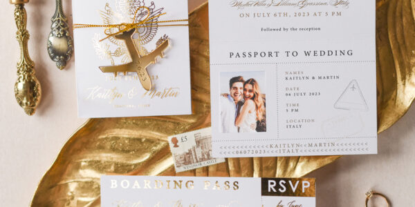 White Gold  Passport Wedding Invitation, Golden Plane Wedding Cards  Boarding Pass,  Travel Passport Wedding Invitations  Abroad, Destination Wedding Invites, Travel Map Wedding Stationary