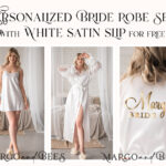 Personalised Satin Robes, Luxury Bride Dressing Gowns, Sexy sleeves Wedding Robes, Get Ready Bridal Robes with name on it , Hen Party Lace Silk Robes  Bridal Robe with lace puff sleeve and Nightgown Set, bridal robe kimono sleeve