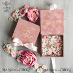 Luxury Velvet acrylic Wedding rings Box, Glamour blush pink and gold Wedding rings Box,Elegant Wedding Box velvet blusch Pink, Handmade Wedding rings Box