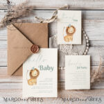 Baby Shower Boy Invitation Template download, Lion suite Baby Shower Boy Invitations Set, Printable Invites Home Printing Boho Cards