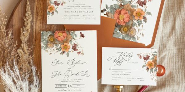 Boho fall wedding Invitations Set Template, Instant Download Printable Invites Home Printing, Terracotta Autumn Fine Art Invitation Card Set