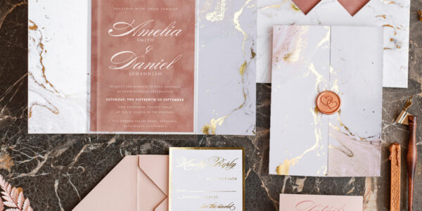 Marble Acrylic wedding invitations card, Glamour Blush Pink Velvet Wedding Invitation Suite, Golden Marble Wedding Stationery, Plexi  Luxury Wedding Invites