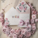 Floral Vintage Wedding Invitations With Hand Dyed Ribbon, Minimalistic White Wedding Invites, Handmade Wedding Invitation Suite, Bespoke Pink Wedding Stationery