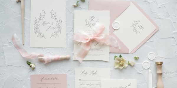 Romantic Blush Pink Wedding Invitations, Elegant And Delicate Wedding Invitation Suite, Bespoke White Wedding Cards, Minimalistic Wedding Invites