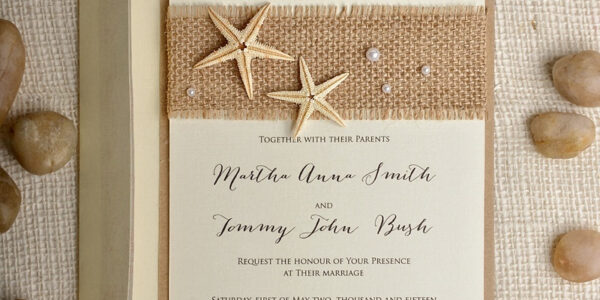 Beach Wedding invitations Starfish Wedding Invites destination rustic wedding invitation suite