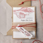 Beach Wedding invitations Seashells Wedding Invites destination wedding Cards with  burlap belly band
